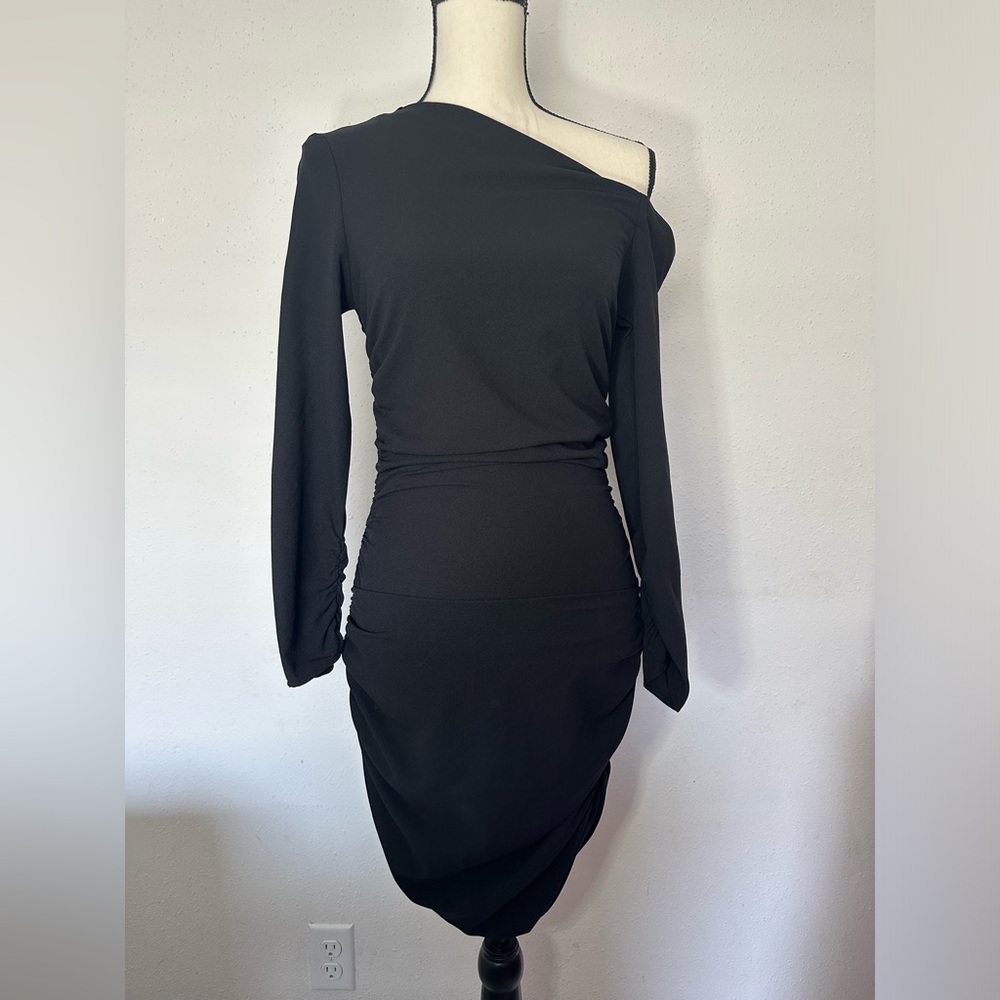 Zara Black One-Shoulder Mini Dress